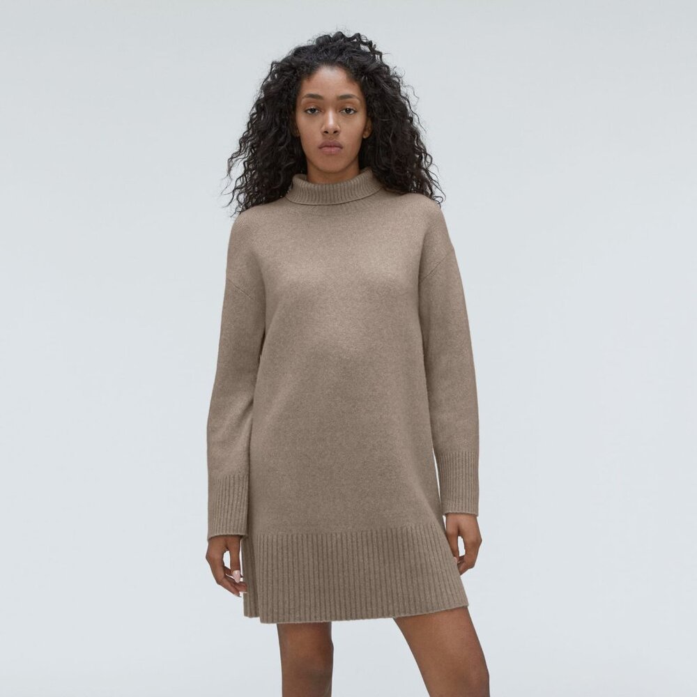 Everlane The Cozy Stretch Turtleneck Dress Grey Base - Size M